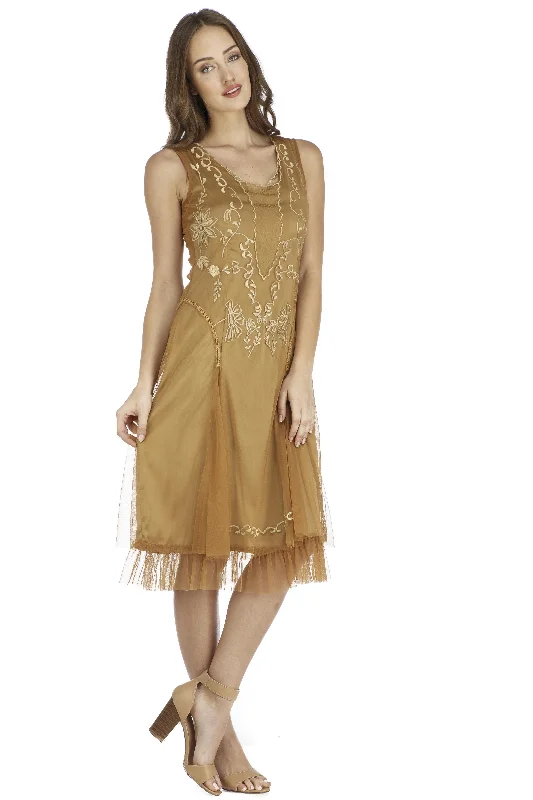 Tara Vintage Style Party Dress in Bronze by Nataya