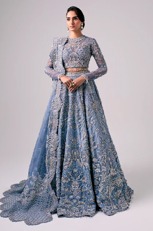 Pakistani Wedding Dress in Bridal Blue Lehenga Style