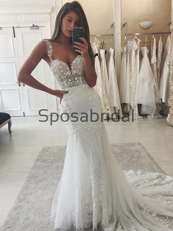 Country Lace Mermaid Modest Popular Elegant Wedding Dresses WD0449